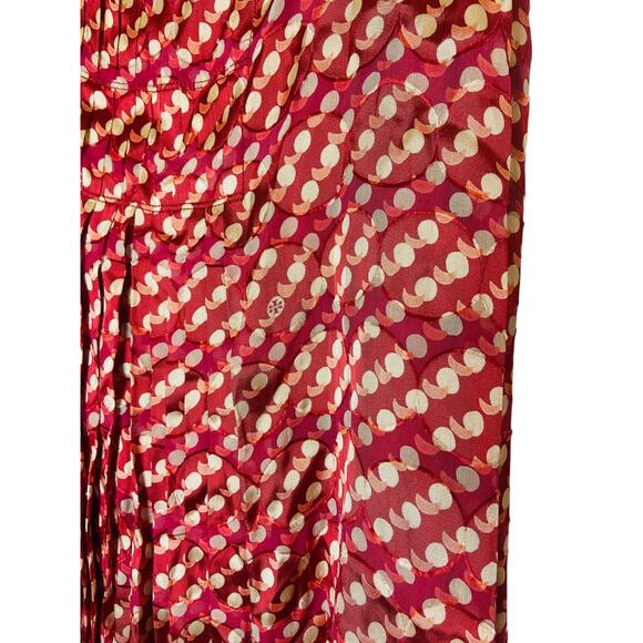 NWT Tory Burch Womens Silk Midi Pleated Skirt Inner Lining Side Zip Red Size 4 - Picture 2 of 10